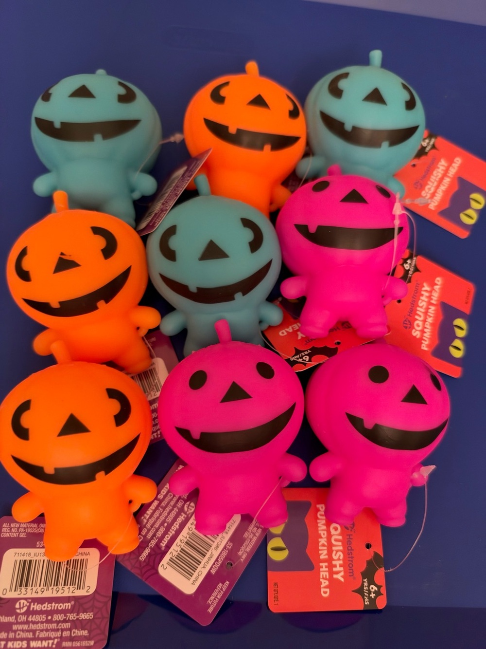 Hedstrom Squishy Pumpkin Head Halloween Toys ( Set of 9 )